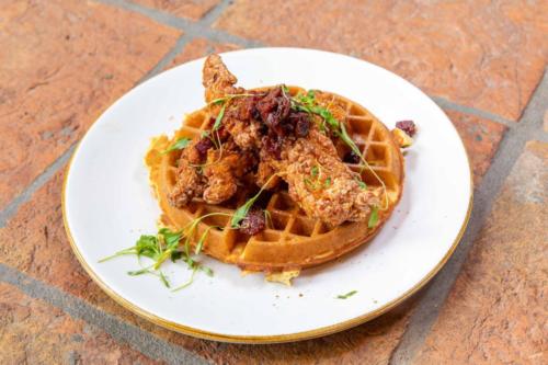 Chicken and Waffles at Weekend Brunch at Hermosa Inn ALT