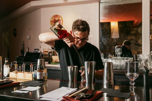 Chris Carr making cocktails at Hai Noon
