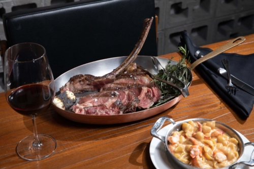 Hay Smoked Tomahawk with Lobster Mac and Cheese at Bourbon Steak in Scottsdale, AZ