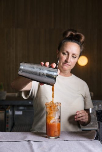 Making a drink at Amelia's