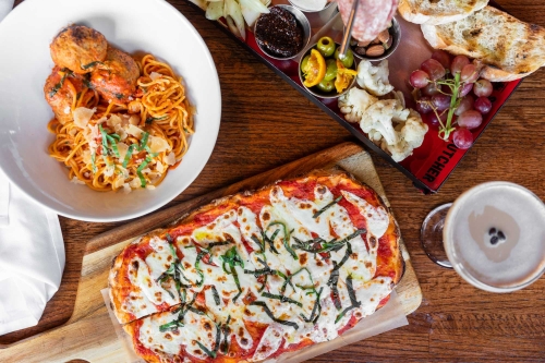 Pasta, Pizza & Charcuterie Board at The Sicilian Butcher in Phoenix, AZ.