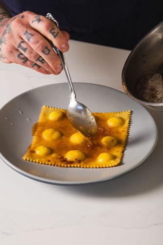 Preparing Brown Butter Squash  Ricotta Ravioli at Restaurant Progress