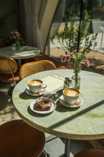 coffees and pastry at sophia's