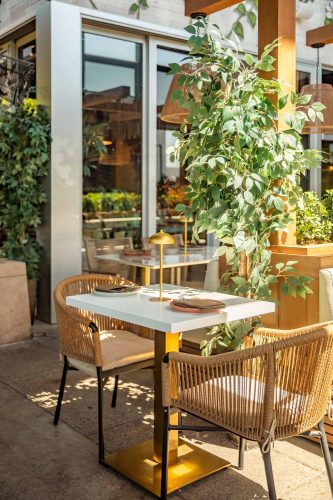 outdoor seating at noor mediterranean