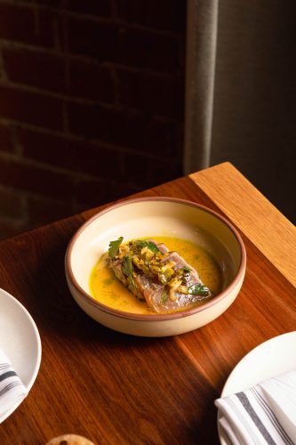seared albacore crudo at bata